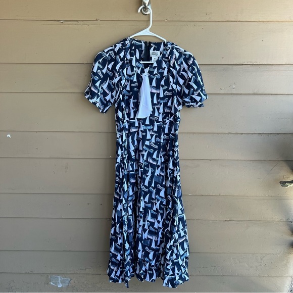 Unique Vintage Sailboat Midi Dress - Size M - 1950's Style Pinup Modest - Picture 1 of 8